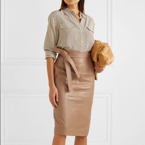 NWT Equipment Beige Leather Pencil Skirt